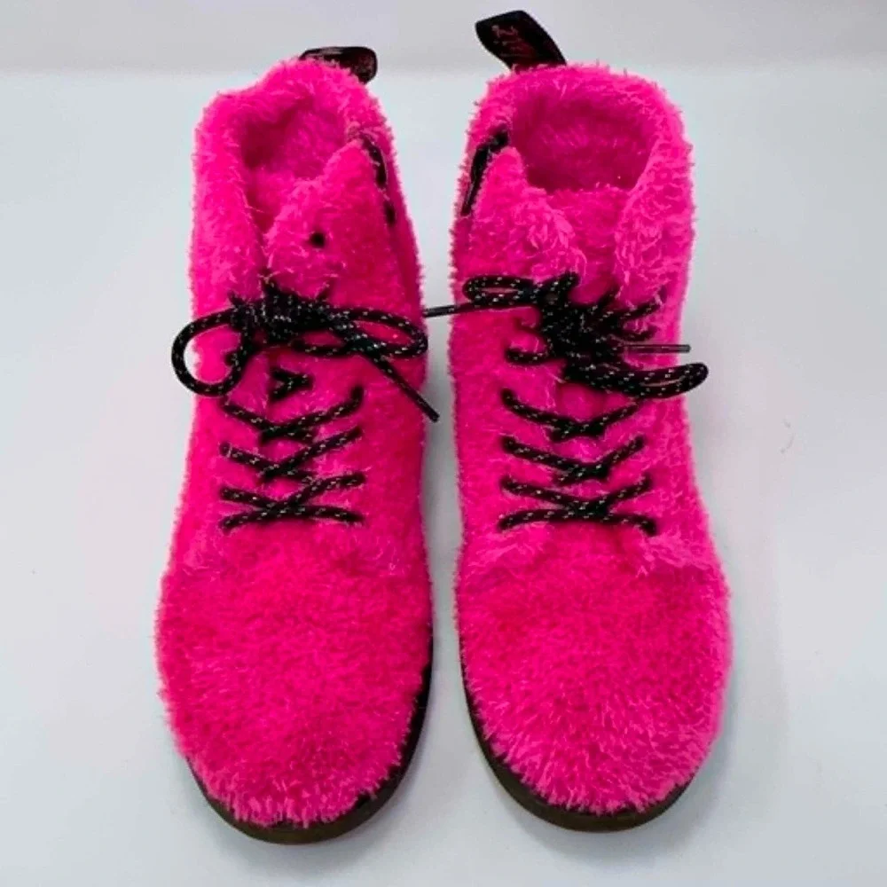 Dr. Martens 1460 Pascal Hot Pink Faux Fur Boots Big Kids US 3 UK 3 EU 36 Glam